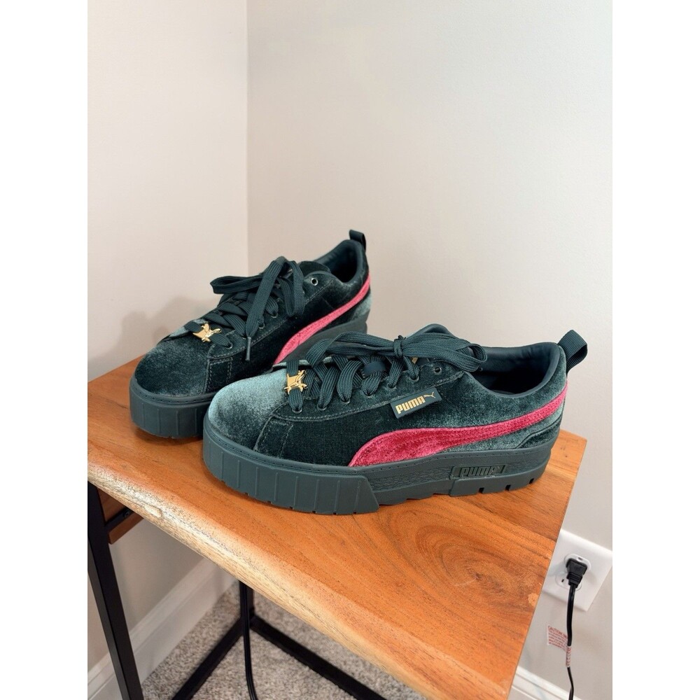 Puma Mayze Velvet Green Gables Tibetan Red Platform Sneakers Womens Size 11